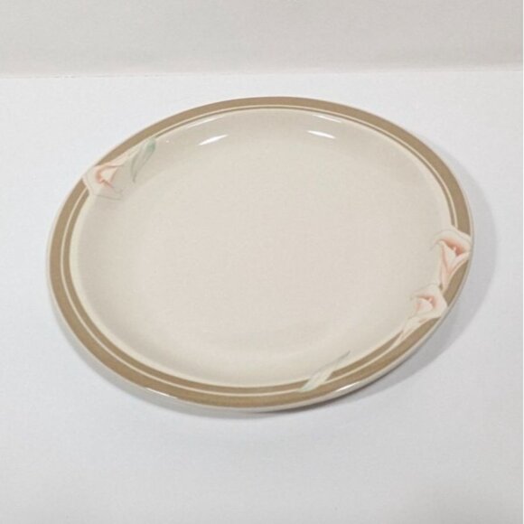 Syracuse China Calla Lily Oval Dinner Plate Cream Brown Floral Design Vintage - Picture 1 of 10